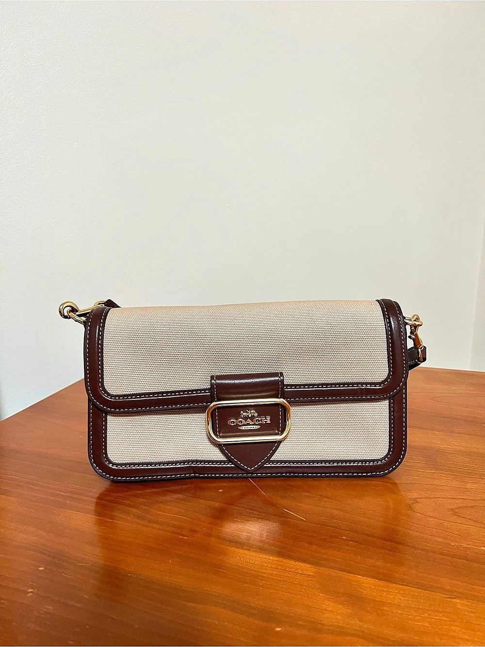 Coach Morgan Shoulder Bag in Canvas and Leather Brown & Beige